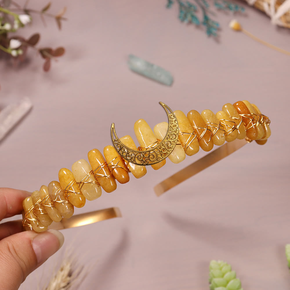 Olivenorma Pietra Naturale Filo d'Oro Corona di Cristallo Lunare