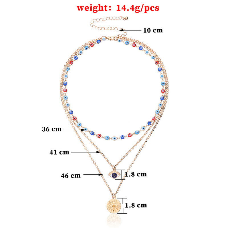 Collana multistrato con occhio malvagio in resina epossidica Olivenorma 