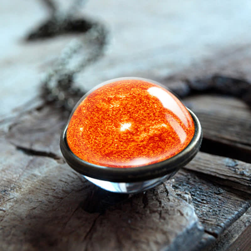 Collana Olivenorma con pianeti e cielo in vetro bifacciale