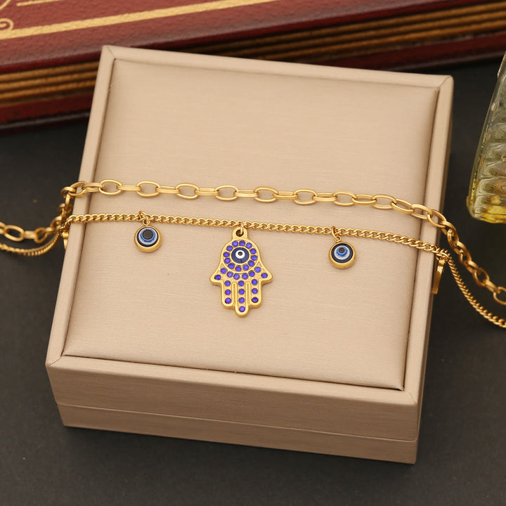 Olivenorma Evil Eye Hamsa Epoxy Collana Bracciale Orecchini Set