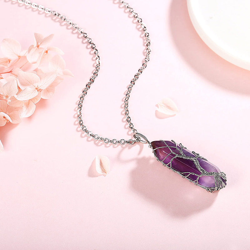 Collana in cristallo Olivenorma con pietra preziosa dell'albero della vita