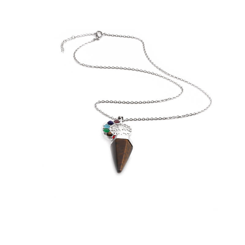 Collana con ciondolo albero della vita chakra cristallo esacone Olivenorma 