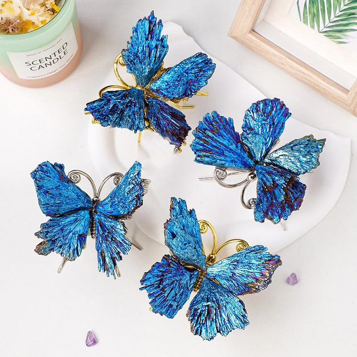 Decorazione con pietra preziosa a farfalla in tormalina cianite aura Olivenorma 