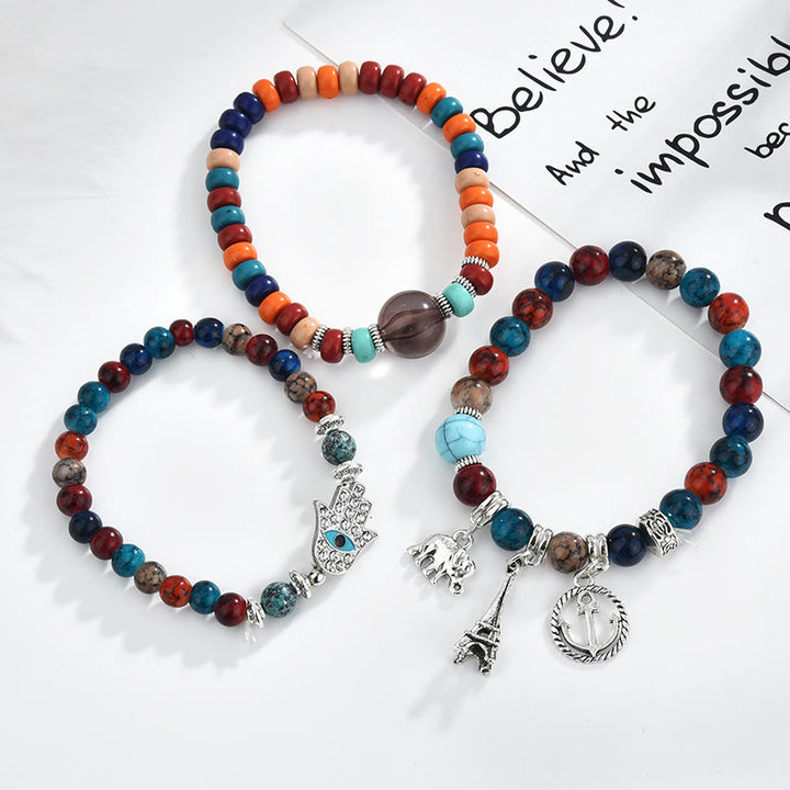Olivenorma Elephant Tower Evil Eye Bracciale Hamsa Set