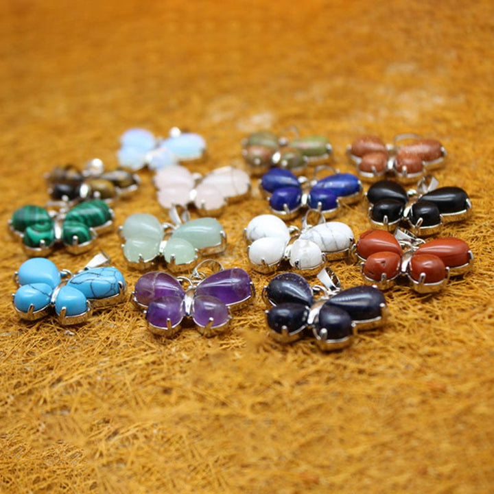 Collana a farfalla con pietra preziosa di cristallo naturale Olivenorma