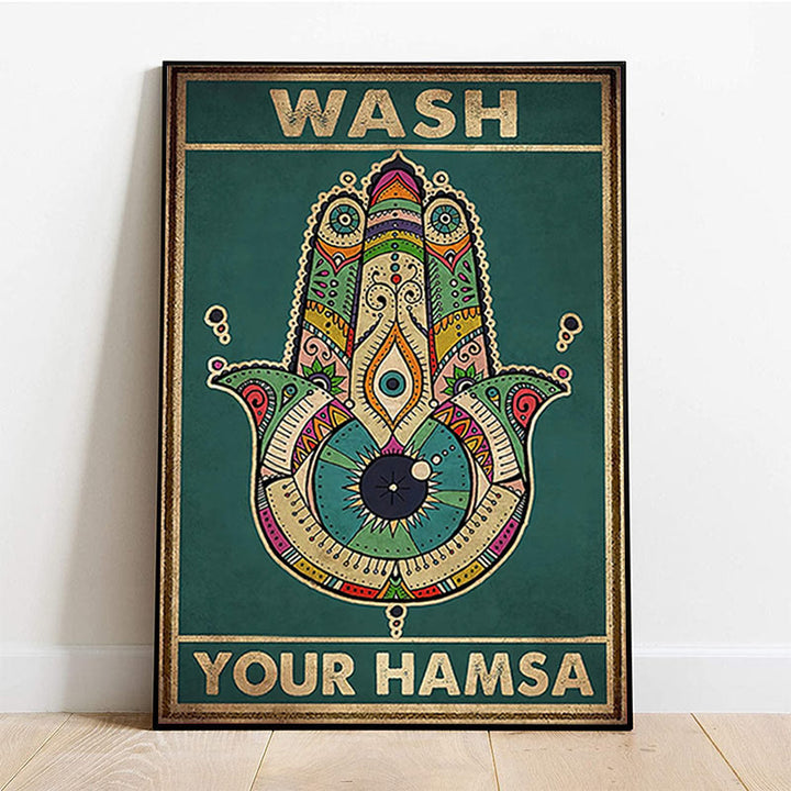Olivenorma Chakra Yoga "LAVA IL TUO HAMSA" Poster del malocchio