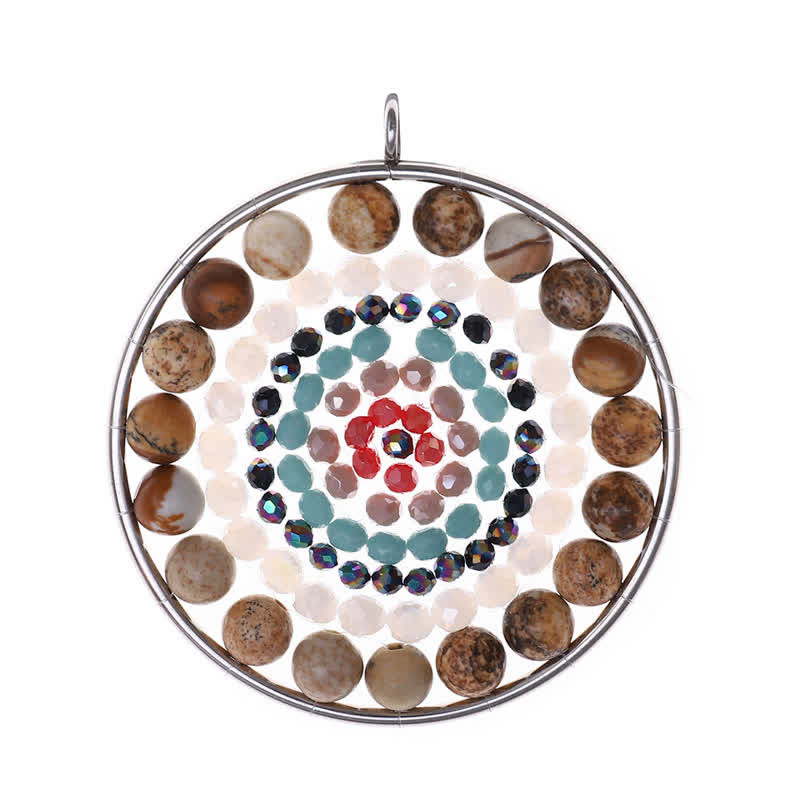 Collana di cristallo con ciondolo rotondo con fiore di datura di Olivenorma