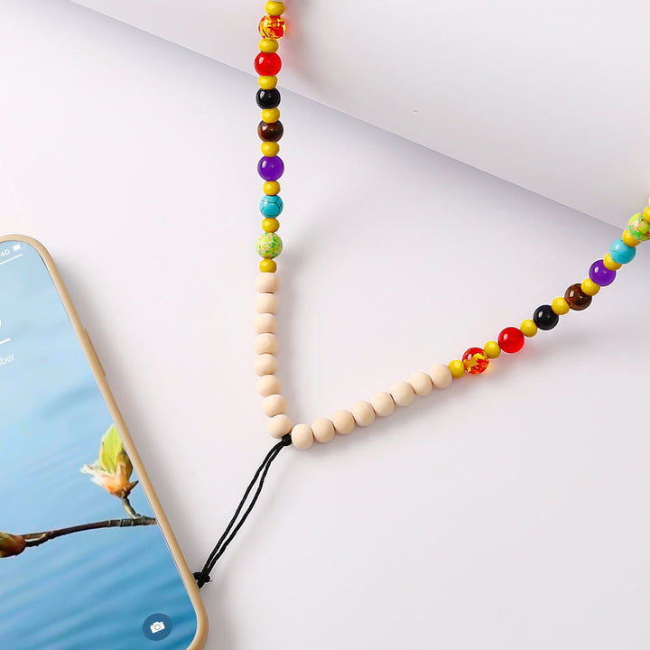 Olivenorma Cinturino per telefono in perline di legno di cristallo naturale