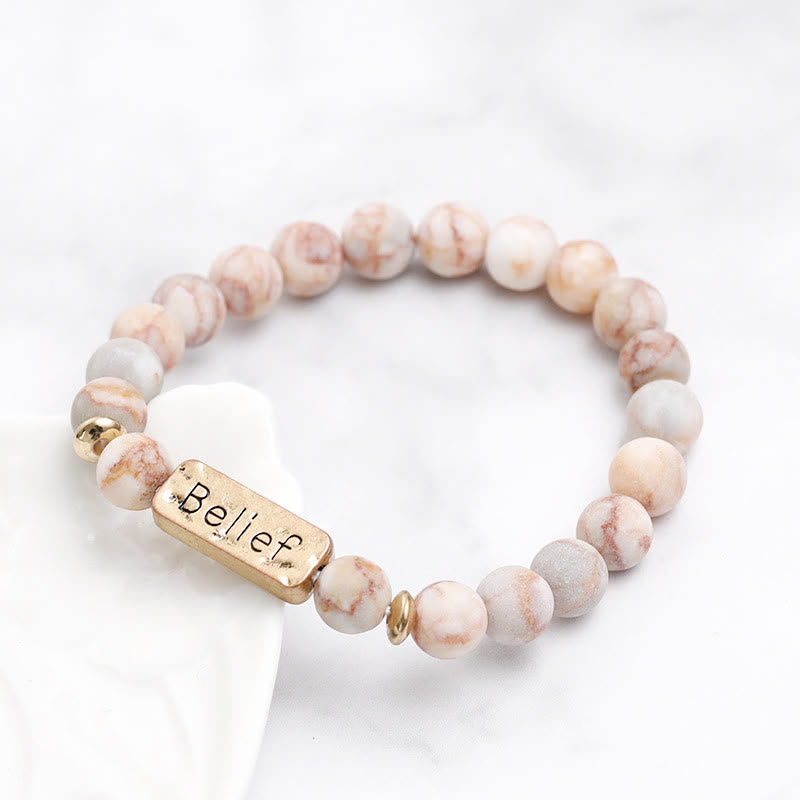 Bracciale con incisione della fede in pietra preziosa naturale Olivenorma