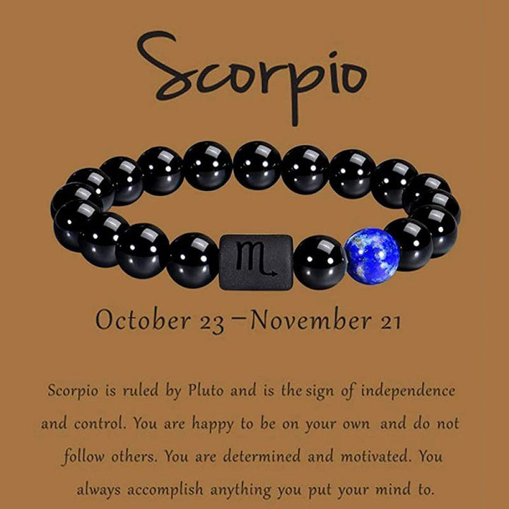 Bracciale portafortuna dello zodiaco in ossidiana Olivenorma