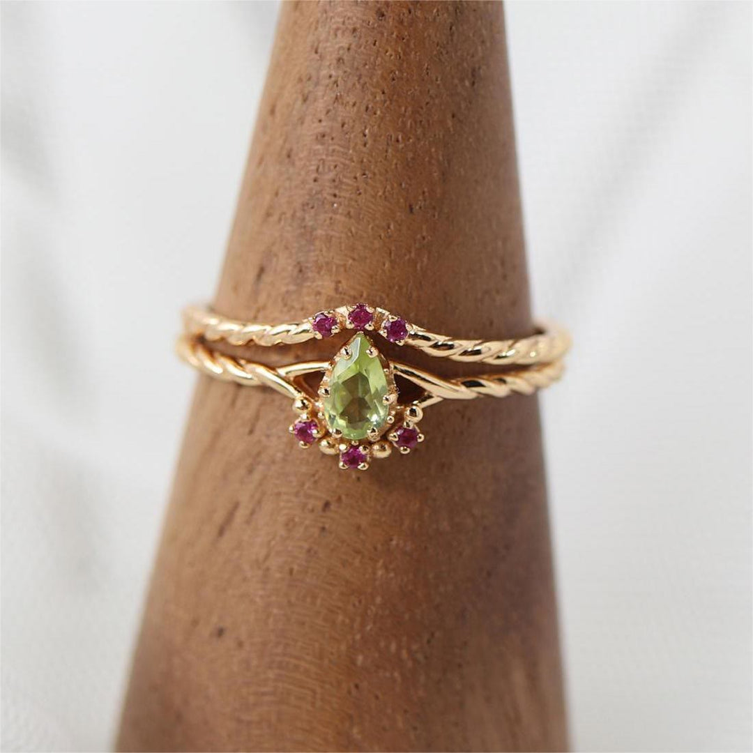 Olivenorma Dainty Peridot Pink Crystal Anello Regolabile Impilabile