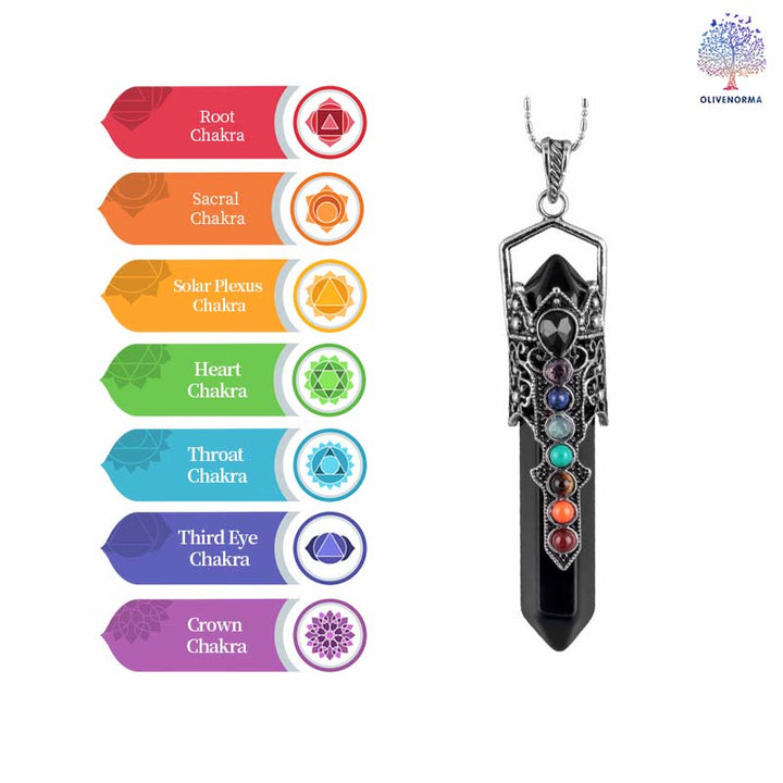 Collana con ciondolo a colonna di cristallo esagonale Olivenorma