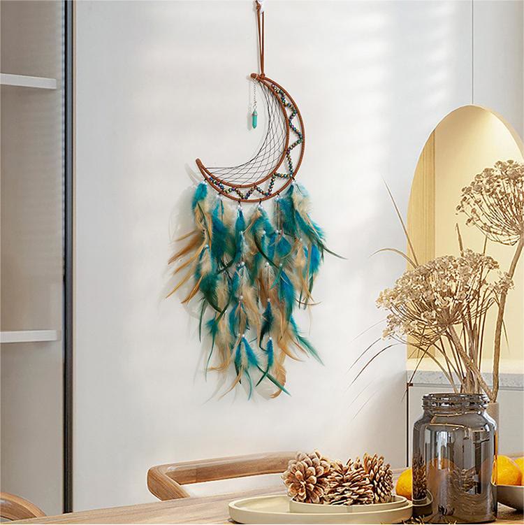 Olivenorma Ciondolo Turchese Ematite Perline Luna Piuma Acchiappasogni 