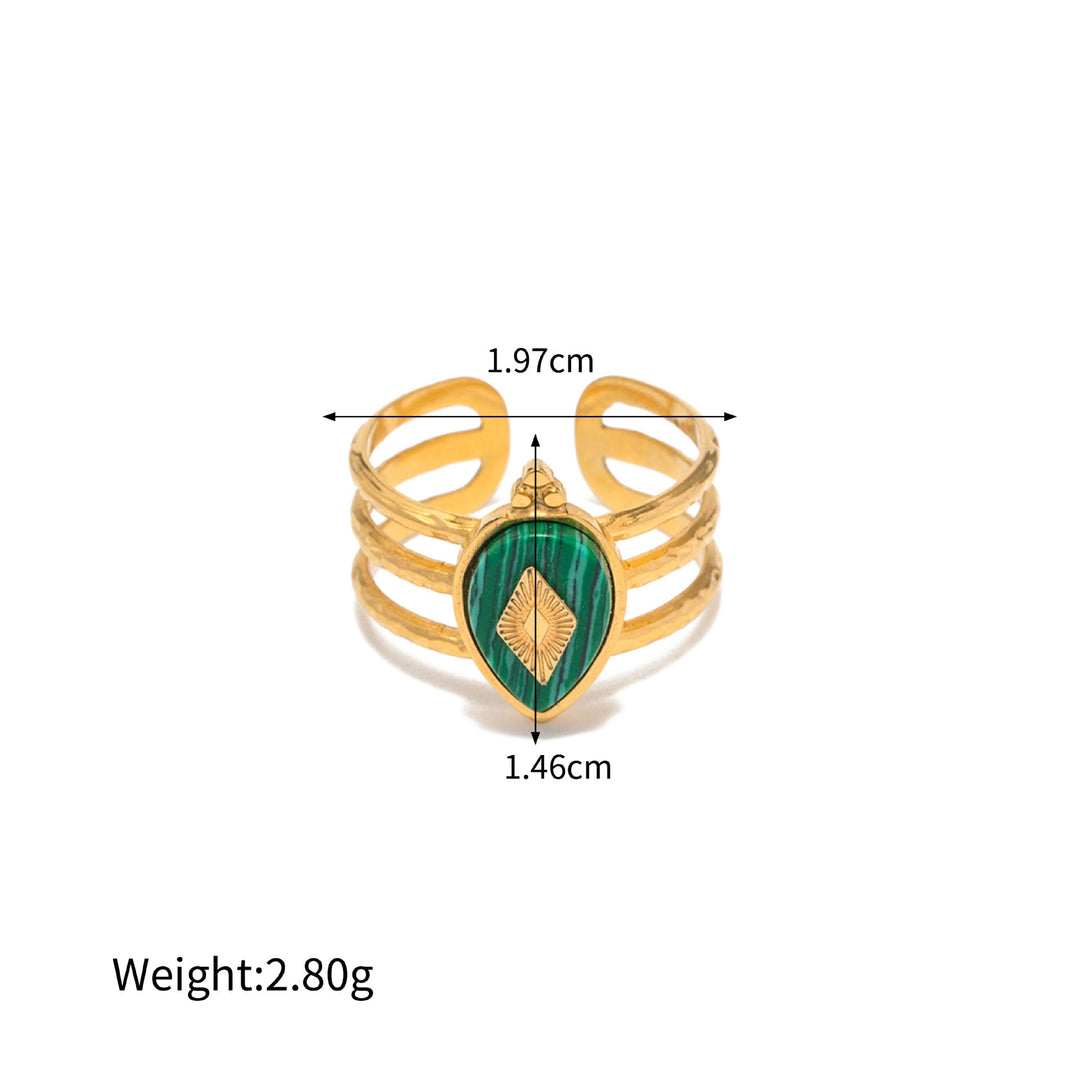 Anello irregolare regolabile in malachite naturale Olivenorma