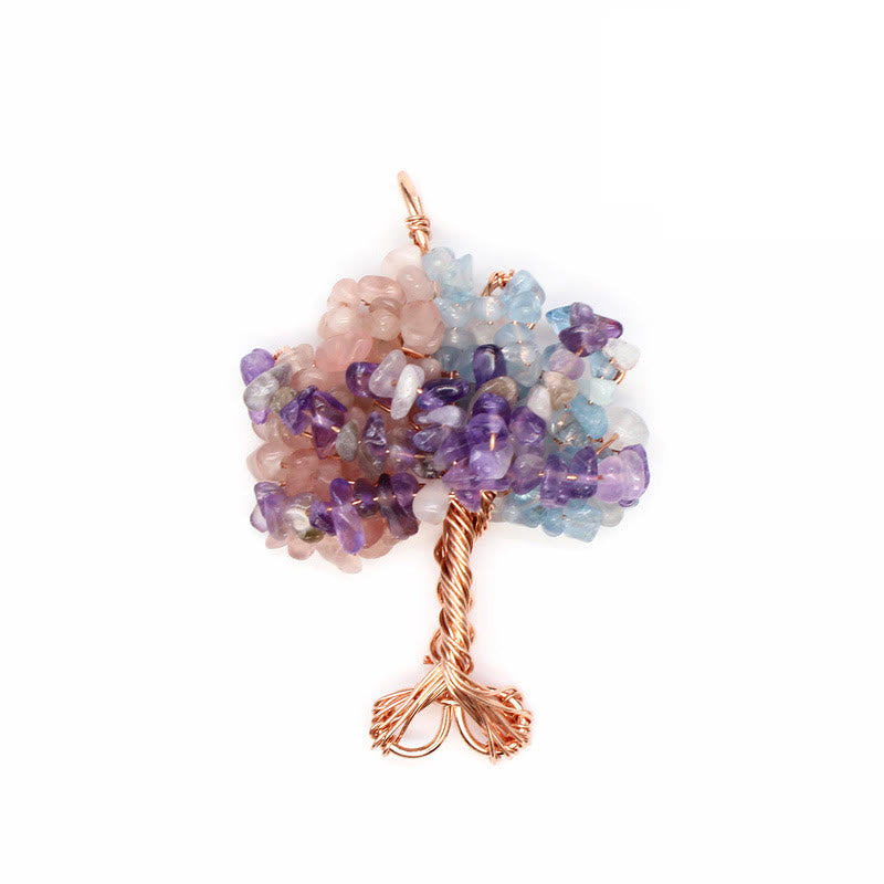 Olivenorma Cristallo Ghiaia Chakra Albero della vita Collana pendente 