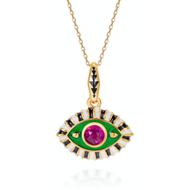 Collana con ciondolo in zircone colorato con occhio malvagio in acciaio inossidabile Olivenorma 