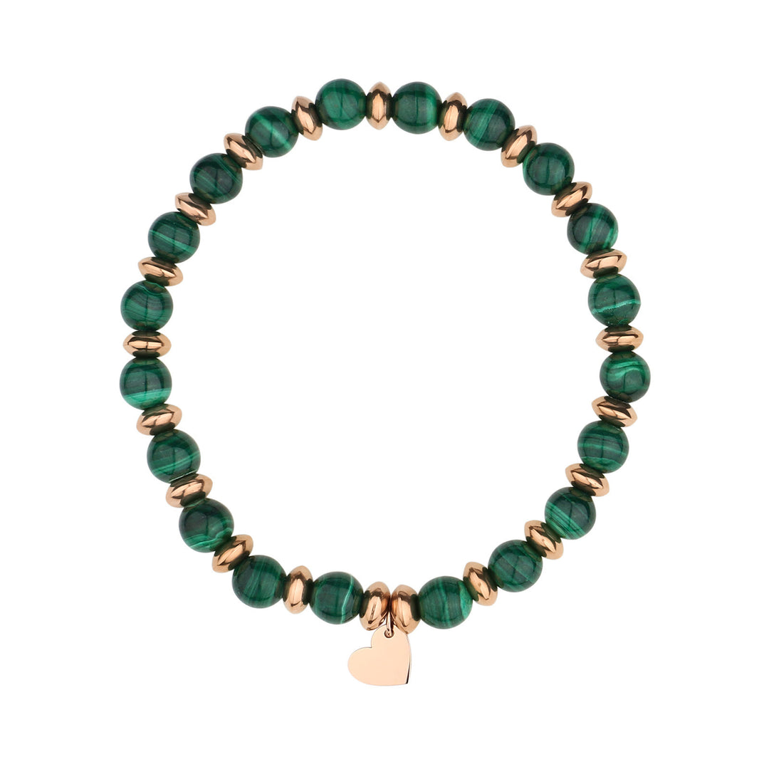 Bracciale con ciondolo a forma di cuore in metallo con perline di cristallo naturale Olivenorma 
