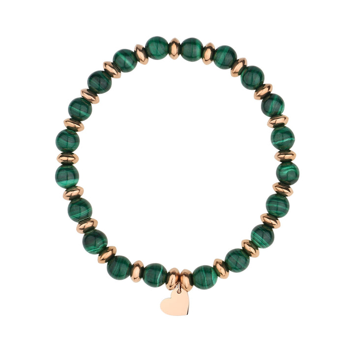Bracciale con ciondolo a forma di cuore in metallo con perline di cristallo naturale Olivenorma 