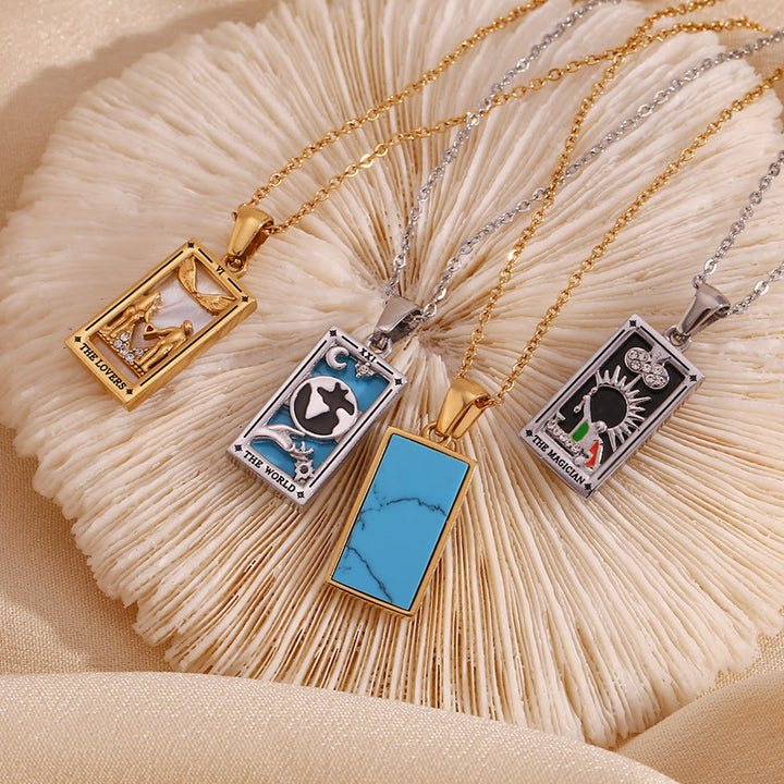 Collana con tarocchi in acciaio inossidabile placcato oro 18k Olivenorma 