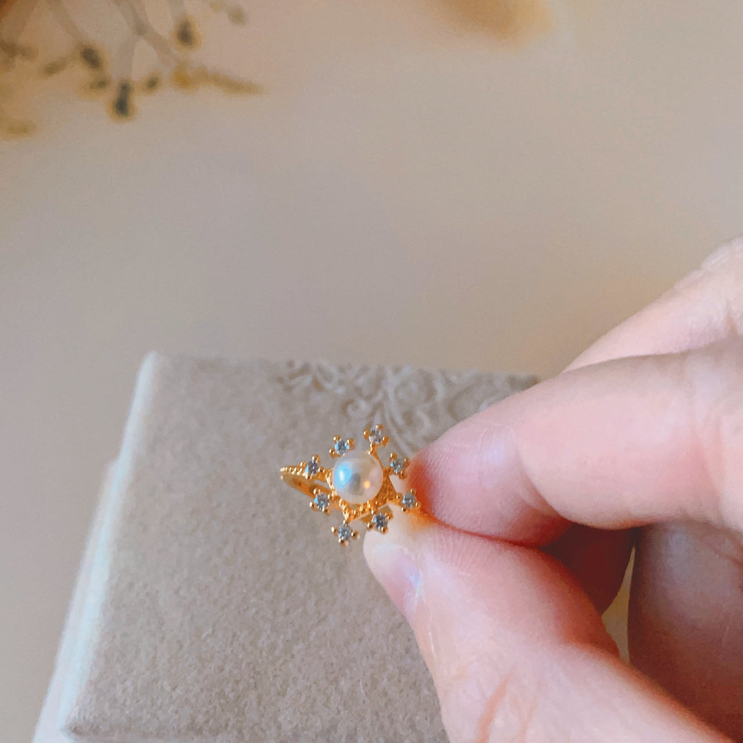 Anello con perla naturale Olivenorma Romontic Flower e zircone