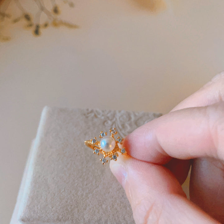 Anello con perla naturale Olivenorma Romontic Flower e zircone