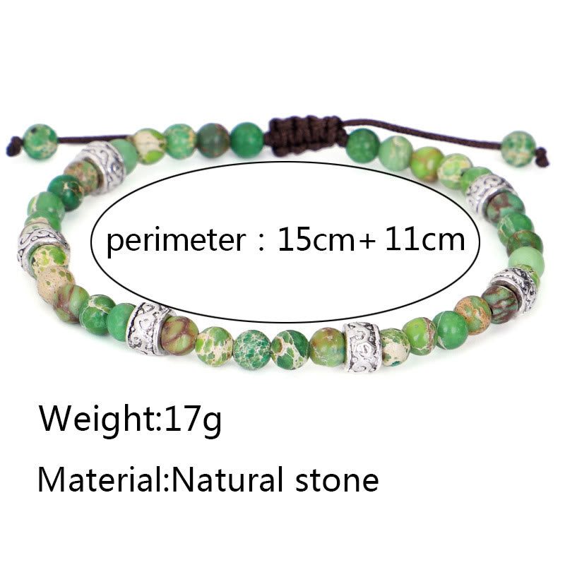 Bracciale intrecciato con perline in pietra imperiale multicolore naturale Olivenorma 