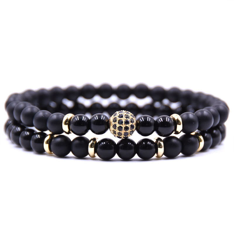 Bracciale da uomo con perline a due strati in cristallo naturale Olivenorma