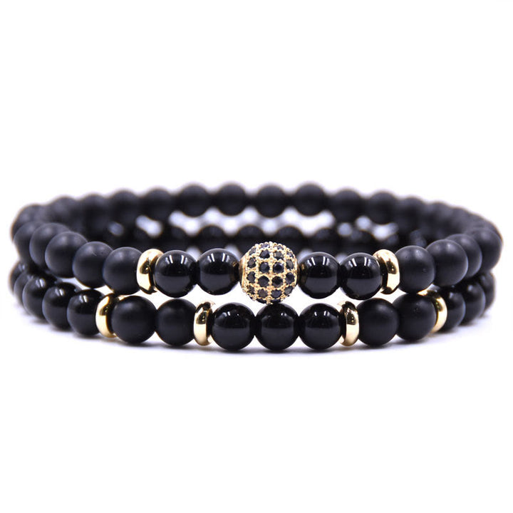 Bracciale da uomo con perline a due strati in cristallo naturale Olivenorma