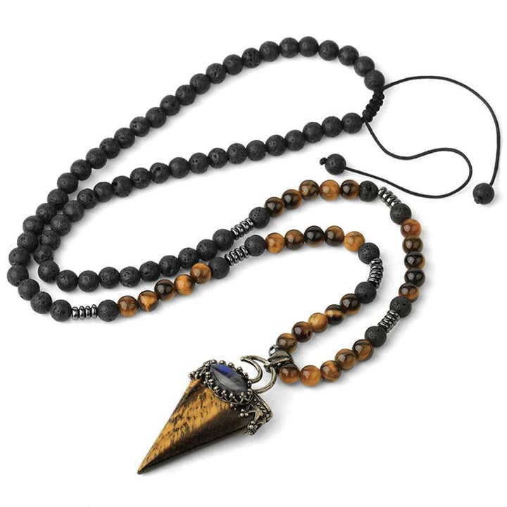 Collana di perline da meditazione prismatica in pietra naturale Olivenorma