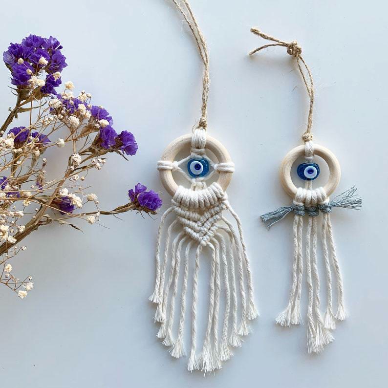 Olivenorma - Ciondoli per auto con occhio malvagio fatti a mano, ornamento fatto a mano 