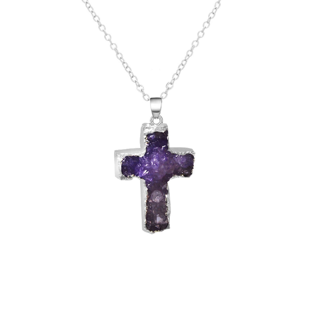 Olivenorma "Healing Heart" Collana con croce e cristallo naturale Reiki