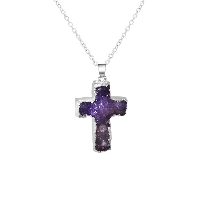 Olivenorma "Healing Heart" Collana con croce e cristallo naturale Reiki