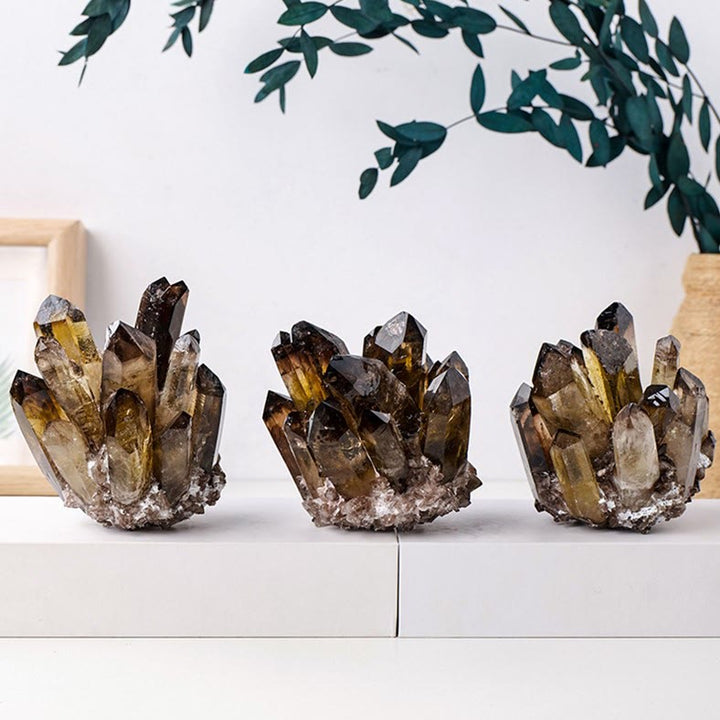 Decorazione con pietra preziosa a grappolo di quarzo fumé naturale Olivenorma