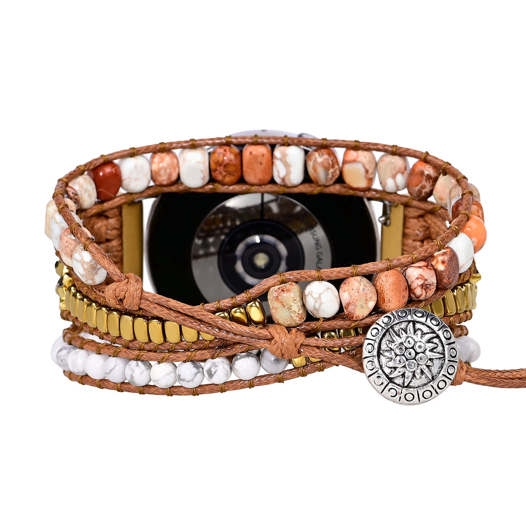 Olivenorma Braccialetto Samsung con cinturino intrecciato con perline turchesi bianche 