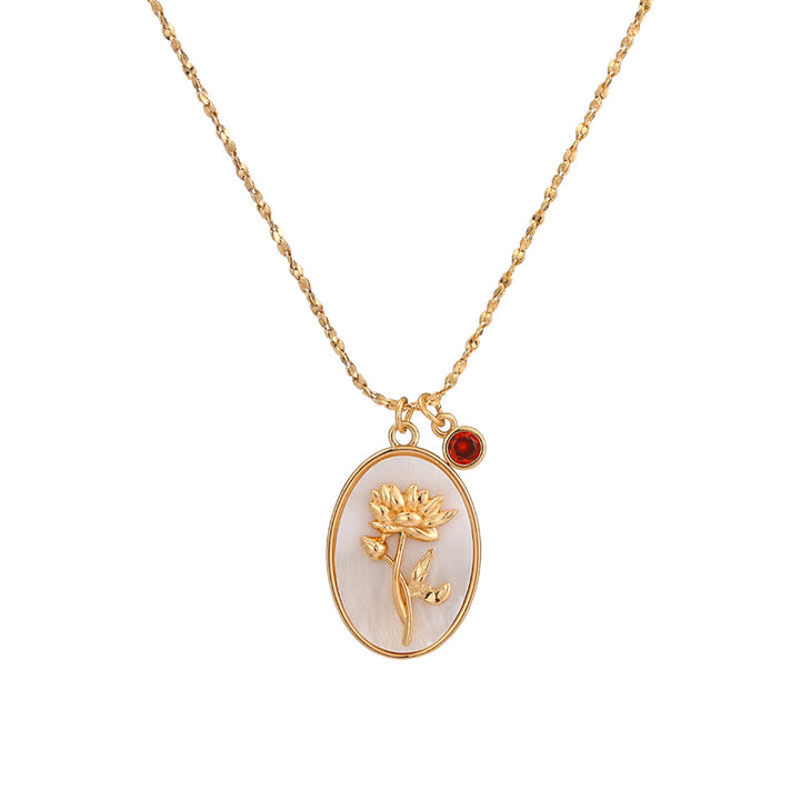 Collana con pietra portafortuna Olivenorma e fiore portafortuna