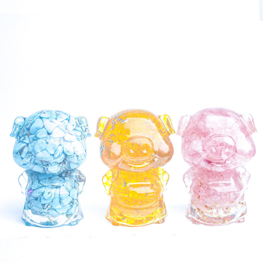 Olivenorma Piggy Decorazione con pietra preziosa portafortuna