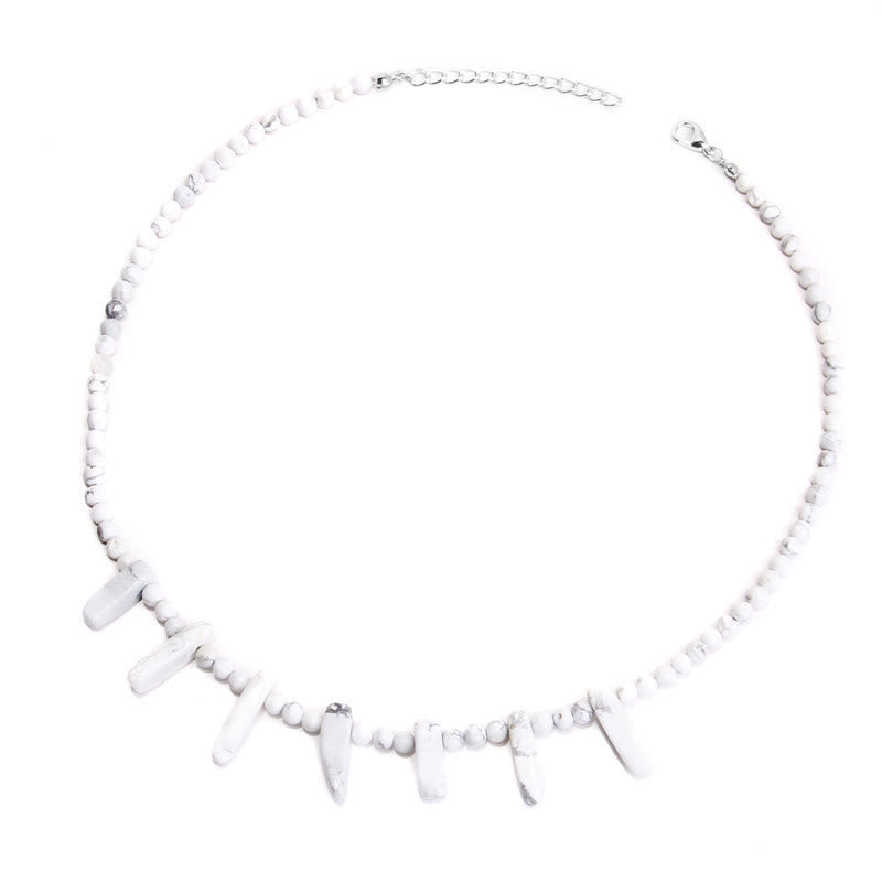 Olivenorma Collana Bohémien in Pietra Zanna Naturale con Perline da 4 mm