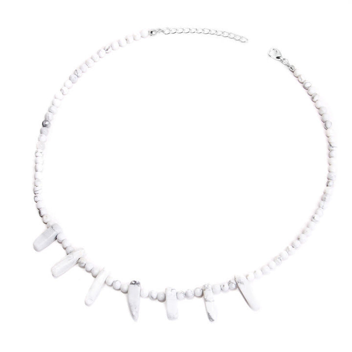 Olivenorma Collana Bohémien in Pietra Zanna Naturale con Perline da 4 mm
