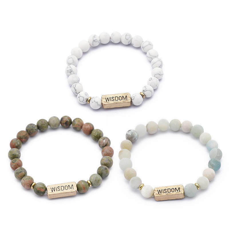 Bracciale con incisione della saggezza delle pietre preziose naturali Olivenorma