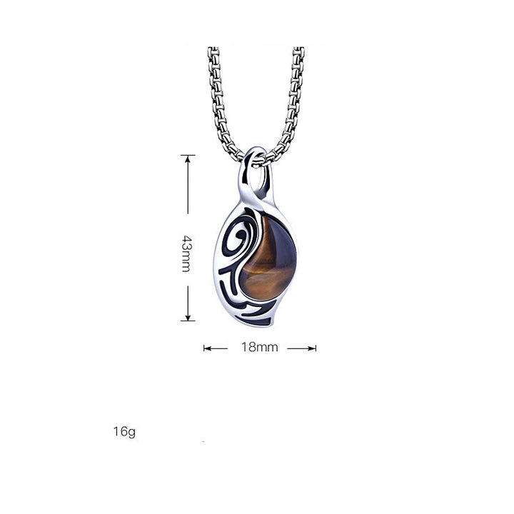 Collana in acciaio al titanio con occhio di tigre, coraggio, fortuna e protezione Olivenorma