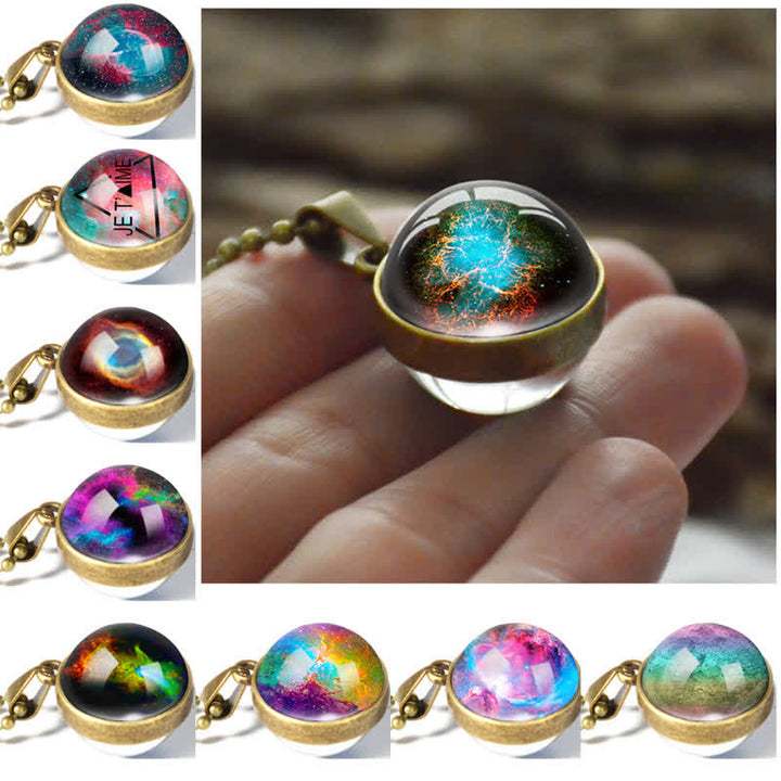 Collana creativa con sfera di vetro e luna e stella
