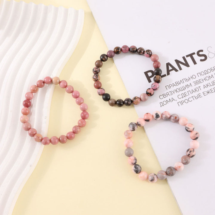 Braccialetto di perline fatto a mano Olivenorma Rodocrosite Rosa Zebra Stone da 8 mm 