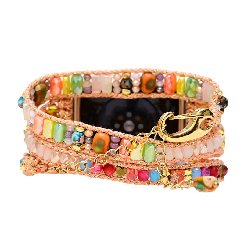 Olivenorma Natural Pink Crystal Colorful Gems Apple Watch Strap Bracciale Avvolgente