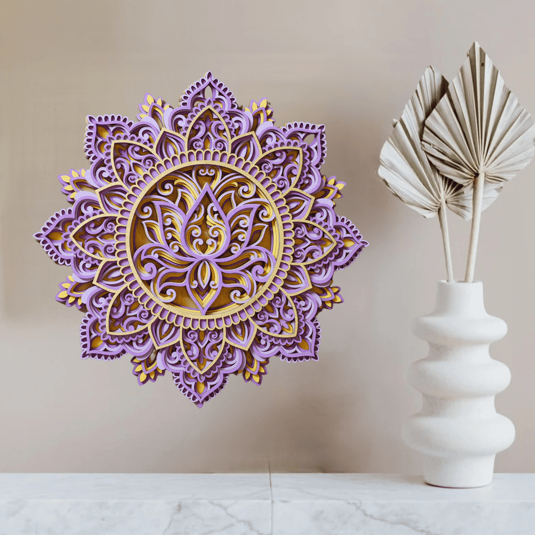Olivenorma Blue Lotus Mandala 3D Pittura Decorazione da parete