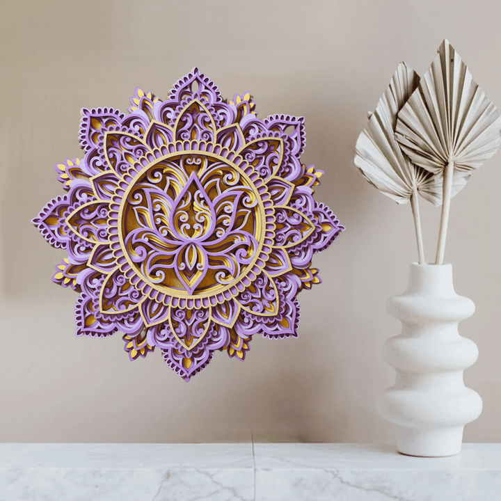 Olivenorma Blue Lotus Mandala 3D Pittura Decorazione da parete