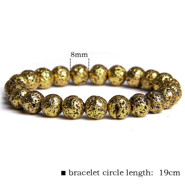Bracciale da uomo con perline in pietra lavica placcata Olivenorma da 8 mm