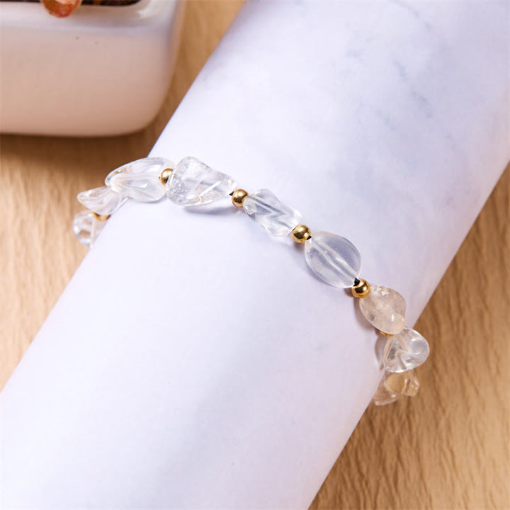 Bracciale intrecciato a mano con perline di pietra naturale irregolare Olivenorma