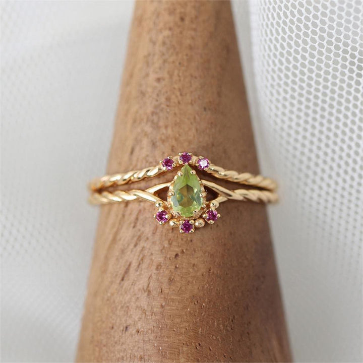 Olivenorma Dainty Peridot Pink Crystal Anello Regolabile Impilabile