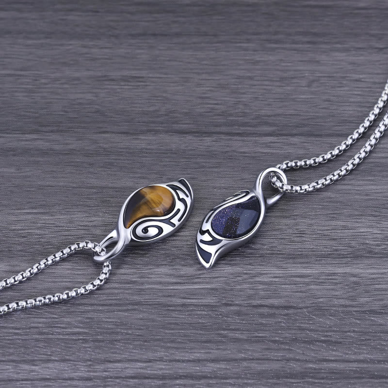 Collana in acciaio al titanio con occhio di tigre, coraggio, fortuna e protezione Olivenorma