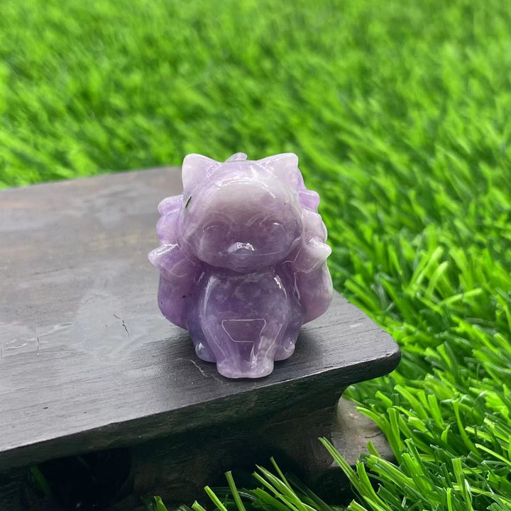 Olivenorma Pietra Naturale 3cm Decorazione in Pietra Preziosa a Forma di Volpe a Nove Code 